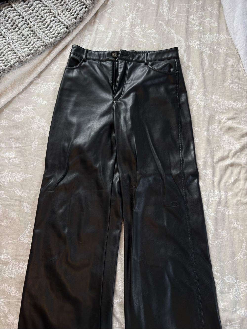 Garage Black Faux Leather Straight Leg Pants